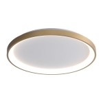 Raden plafon 1xLED 50W CCT w kolorze złotym, okrągły kształt z białym matowym kloszem. Montowany sufitowo, z delikatnym podświetleniem. Idealny do nowoczesnych wnętrz.