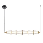 Lampa wisząca LED Sansa 11W 4000K w kolorze czarnym i mosiężnym, z pięcioma diamentowymi kloszami w kształcie stożków, zawieszona na cienkim przewodzie, z okrągłym mocowaniem sufitowym.