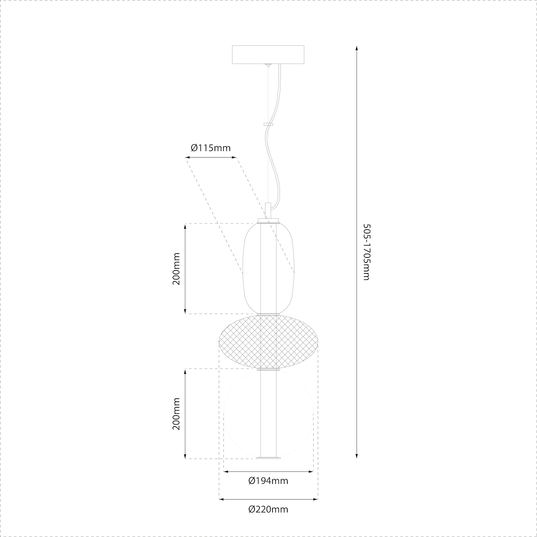 Lampa wisząca LED Arame o mocy 23W i ciepłej barwie światła 3000K w kolorze czarnym. Posiada okrągły klosz o średnicy 220 mm, zawieszona na regulowanym przewodzie o długości 505-1705 mm. Widoczna struktura siatki dekoracyjnej.