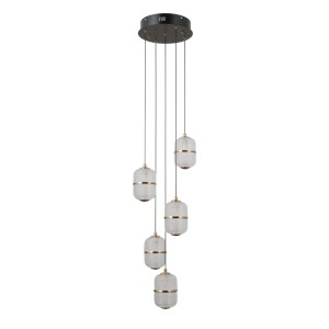 Alani lampa wisząca 5xLED 28W czarna złota PND-34375-5-BK