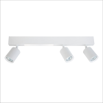 Lampa sufitowa Magnet z trzema oprawami GU10, w kolorze białym. Cylindryczne klosze skierowane w dół, zamocowane na prostokątnej podstawie. Wyposażona w diody LED 5W z funkcją CCT. Prosty, nowoczesny design.