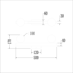 Lampa sufitowa Magnet z dwoma źródłami światła G9, z wbudowanym LED 13W, w kolorze białym. Wymiary: 500 mm długości, 170 mm wysokości, z okrągłymi kloszami o średnicy 100 mm. Prosty, nowoczesny design.