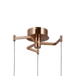 Lampa wisząca Fuente 3xLED 15W w kolorze złotym. Posiada okrągły sufitowy uchwyt oraz trzy ramiona z regulowanymi kablami. Stylowy, nowoczesny design, idealna do różnych wnętrz.