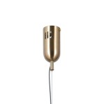 Lampa wisząca Fuente z trzema źródłami LED 15W w kolorze złotym. Metalowy klosz o cylindrycznym kształcie z otworami wentylacyjnymi, zawieszony na cienkim przewodzie. Minimalistyczny design, idealna do nowoczesnych wnętrz.