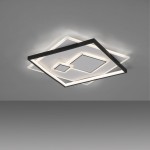 Czarna lampa sufitowa LED Mailak Q o mocy 39W i temperaturze barwowej 3000K, składająca się z dwóch nałożonych na siebie prostokątów z podświetleniem, zamontowana w orientacji poziomej.