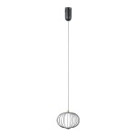 Lampa wisząca Rabel 1xLED 5W w kolorze czarnym, z metalowym kloszem w formie otwartej, okrągłej siatki. Zawieszona na długim przewodzie, z górnym mocowaniem w czarnym kolorze. Idealna do nowoczesnych wnętrz.