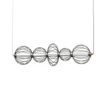Lampa wisząca Rabel 5xLED 18W w kolorze czarnym, z metalową konstrukcją w formie pięciu okrągłych kloszy o delikatnej siatce. Zamontowana na cienkim przewodzie, prezentuje nowoczesny design, idealna do wnętrz.