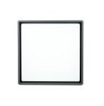 Plafon elewacyjny ścienny LED Beni D28x28, ciemny popiel, kwadratowy kształt. Posiada matową, białą powierzchnię oraz cienką ramkę. Źródło światła 27W CCT, odpowiedni do montażu na ścianie lub suficie.