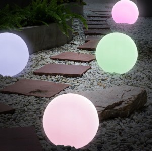 Kula D30 lampa ogrodowa LED RGB solarna biała