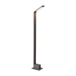 Lampa stojąca ogrodowa Agape 60 LED w kolorze grafitowym, o prostokątnym kształcie i smukłej sylwetce. Wyposażona w jednopunktowe źródło światła, umieszczona na kwadratowej podstawie, widok frontalny.