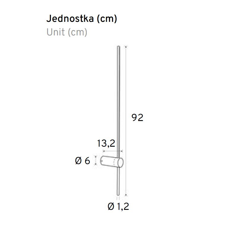 Kinkiet Uno 90 w kolorze czarnym z jedną diodą LED o mocy 13W i temperaturze barwowej 4000K. Wymiary: wysokość 92 cm, średnica 1,2 cm. Prosty, nowoczesny design, idealny do oświetlenia wnętrz.