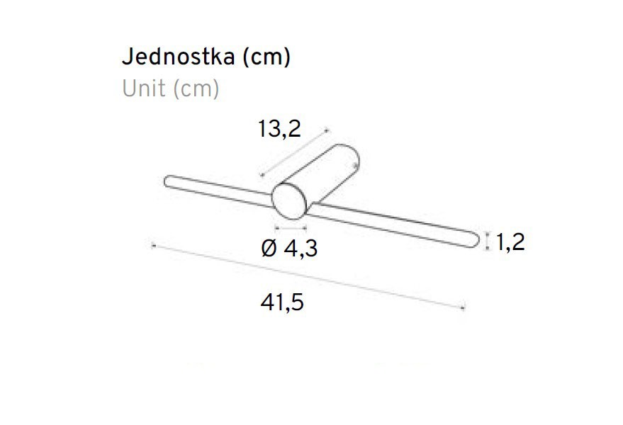 Kinkiet LED Como o mocy 8W, kolor czarny, o wymiarach 41,5 cm długości, 13,2 cm średnicy, z rurką o średnicy 4,3 cm i grubości 1,2 cm. Produkt przeznaczony do użytku zewnętrznego, oznaczenie IP44.