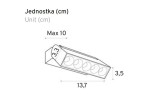 Kinkiet LED w kolorze białym o mocy 10W i temperaturze barwowej 3000K. Wymiary: długość 13,7 cm, wysokość 3,5 cm, szerokość 3,3 cm. Prosty, smukły kształt, idealny do nowoczesnych wnętrz.