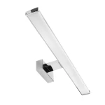 Slim L79 kinkiet łazienkowy LED 18W 4000K w chromowanej obudowie, prostokątny, montowany na ścianie. Wyposażony w płaską, matową szybę, tworzy nowoczesny akcent w aranżacji. Ujęcie z boku, ukazujące detale konstrukcji.