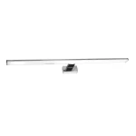 Slim L79 kinkiet łazienkowy LED o mocy 18W, barwie 4000K. Produkt ma prostokątny, chromowany korpus z czarnym akcentem. Umieszczony w pozycji poziomej, idealny do oświetlenia lustra w nowoczesnej łazience.