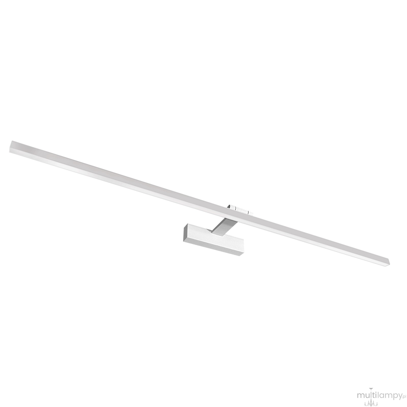 Kinkiet łazienkowy LED Lappa w kolorze białym, o prostokątnym kształcie, zamontowany na płaskiej podstawie. Długość 120 cm, z równą, matową powierzchnią. Oświetlenie przeznaczone do podświetlania obrazów lub luster.
