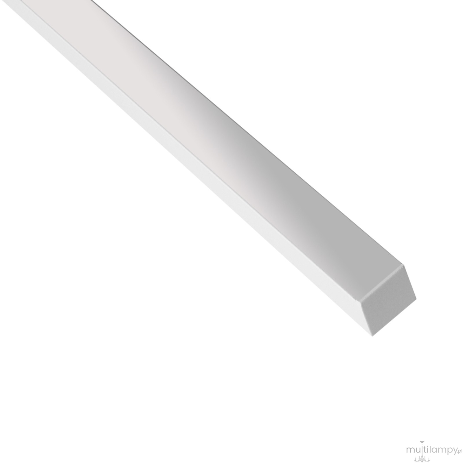 Kinkiet łazienkowy LED Lappa w kolorze białym, prostokątny, o długości 120 cm i mocy 22W. Ujęcie z boku, ukazujące gładką, matową powierzchnię oraz delikatnie zaokrąglone krawędzie. Idealny do oświetlenia obrazów lub luster.