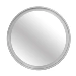 Rotonda lampa sufitowa zewnętrzna z czujnikiem ruchu, biała, okrągła, z dwoma gniazdami E27. Ujęcie frontalne, pokazujące gładką powierzchnię, subtelną ramę. Idealna do oświetlenia przestrzeni zewnętrznych.