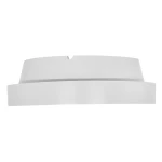 Lampa sufitowa zewnętrzna Rotonda, biała, z dwoma gniazdami E27. Okrągła, matowa konstrukcja z widocznym otworem na czujnik ruchu. Ujęcie z góry, prezentujące gładką powierzchnię i prostą formę.