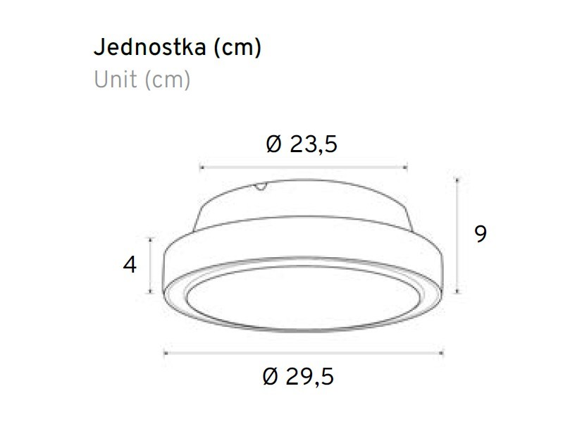 Lampa sufitowa zewnętrzna Rotonda w kolorze białym, z czujnikiem ruchu. Okrągły kształt, średnica 29,5 cm, wysokość 9 cm. Widoczna średnica oprawy 23,5 cm, grubość 4 cm. Przeznaczona do montażu na suficie.
