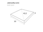 Panel natynkowy LED 24W CCT IP44 w kolorze białym o wymiarach 42,2 cm x 30 cm i wysokości 4 cm. Produkt ma prostokątny kształt z cienką ramką, idealny do oświetlenia wnętrz.