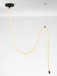 Lampa wisząca Cura 1xLED 33W w kolorze czarnym, z elastycznym przewodem w odcieniu żółtym. Produkt zawieszony na suficie, przewód w kształcie falistym, zakończony czarnym elementem. Prosty design, idealny do nowoczesnych wnętrz.