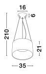 Lampa wisząca Bajo w kolorze czarnym z jedną żarówką LED 24W. Kształt stożkowy, średnica klosza 35 cm, wysokość 21 cm, zawieszona na cienkim przewodzie. Minimalistyczny design idealny do nowoczesnych wnętrz.