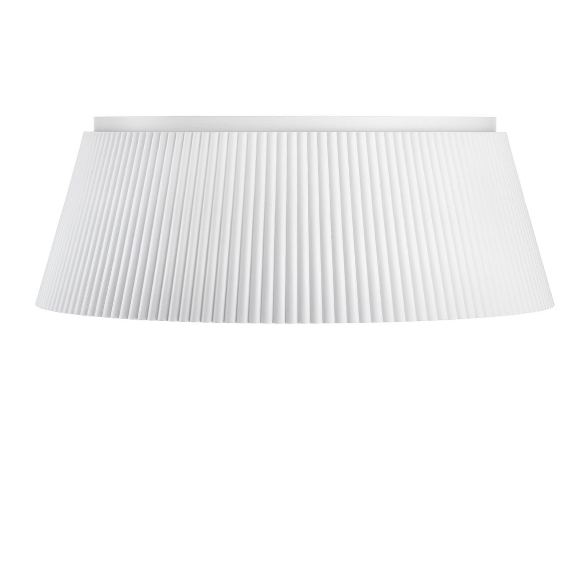 Lampa sufitowa LED Frill 21W, kolor biały, z kloszem o strukturze plisowanej, w kształcie stożka, montowana na suficie. Źródło światła o temperaturze barwowej 3000K, idealna do nowoczesnych wnętrz.