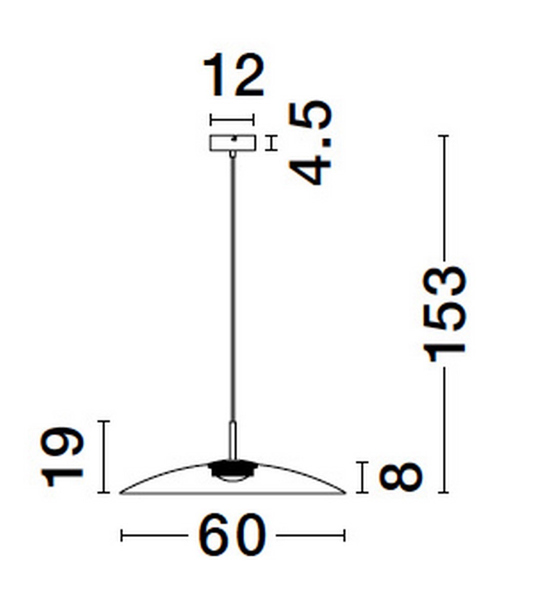 Lampa wisząca Peca z jedną diodą LED 17W w kolorze czarnym, o średnicy 60 cm i wysokości 153 cm. Posiada prostą, nowoczesną konstrukcję z metalowym kloszem. Wymiary: długość 60 cm, wysokość 153 cm, grubość 12 mm.