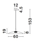 Lampa wisząca Peca z jedną diodą LED 17W w kolorze czarnym, o średnicy 60 cm i wysokości 153 cm. Posiada prostą, nowoczesną konstrukcję z metalowym kloszem. Wymiary: długość 60 cm, wysokość 153 cm, grubość 12 mm.