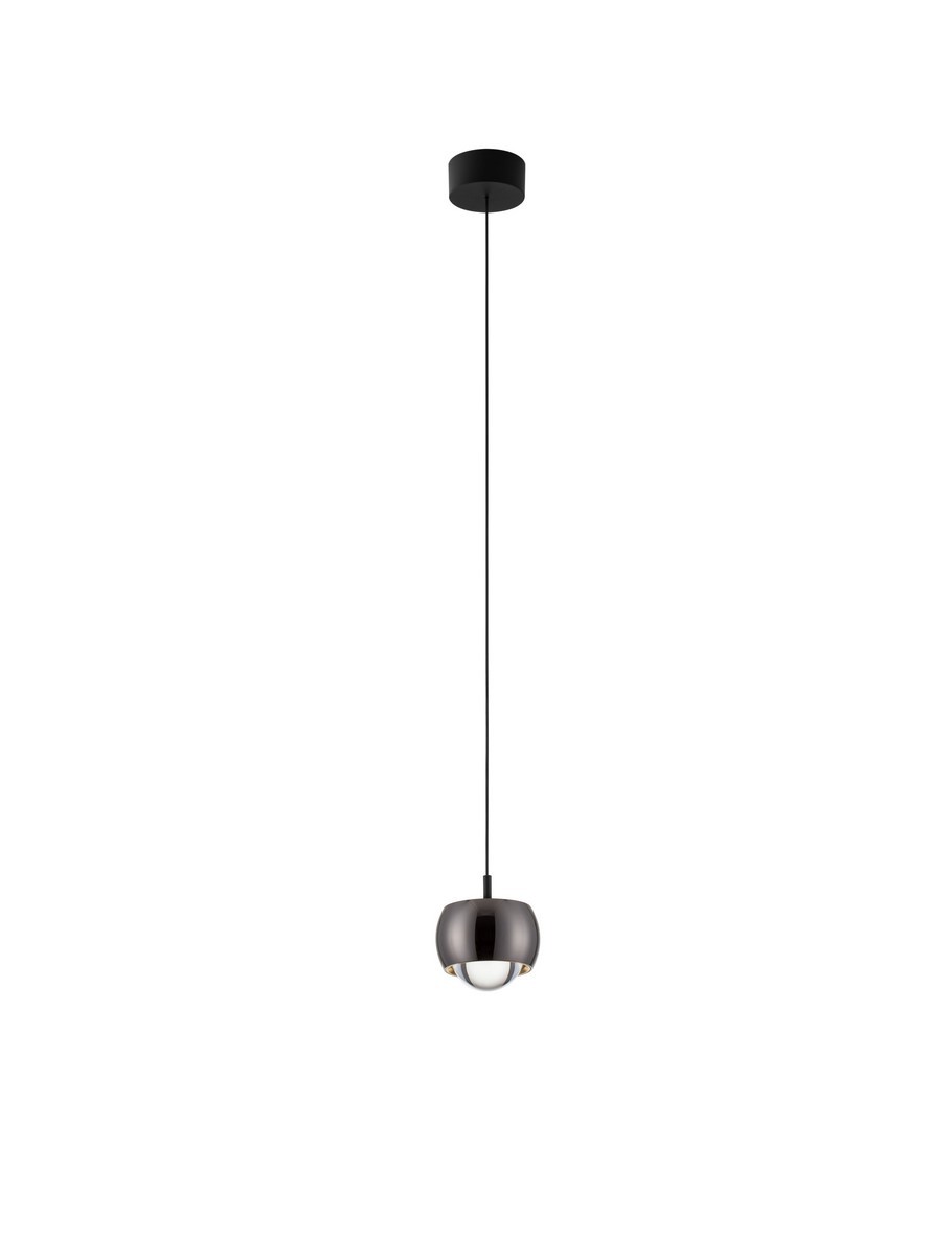 Lima lampa wisząca w kolorze szarym, z jednolitym kloszem, zawieszona na cienkim czarnym przewodzie. Oświetlenie LED 13W, elegancki design, idealna do nowoczesnych wnętrz. Ujęcie frontalne, produkt w pozycji wiszącej.