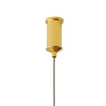 Złoty uchwyt lampy wiszącej Circle 60+80, wykonany z metalu, z cienkim przewodem zawieszenia. Uchwyt ma cylindryczny kształt i połyskującą powierzchnię, co dodaje elegancji. Idealny do nowoczesnych wnętrz.