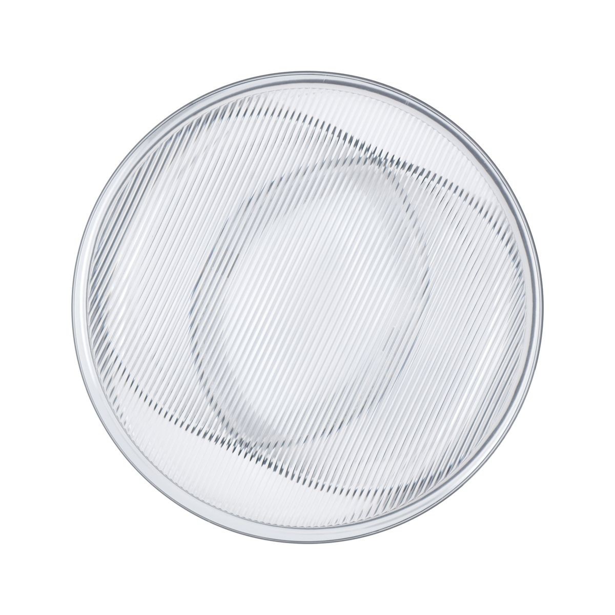 Kinkiet LED Carmello o mocy 2,5W i temperaturze barwowej 3000K. Okrągła, złota obudowa z przezroczystym kloszem w drobne linie, montowany na ścianie. Produkt w pozycji poziomej, na białym tle.