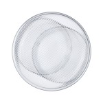 Kinkiet LED Carmello o mocy 2,5W i temperaturze barwowej 3000K. Okrągła, złota obudowa z przezroczystym kloszem w drobne linie, montowany na ścianie. Produkt w pozycji poziomej, na białym tle.
