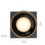 Lampa sufitowa LED Rika 4,5W w czarnym, dymionym wykończeniu. Okrągła oprawa z białym źródłem światła, umieszczona na kwadratowej podstawie. Wymiary: 15 cm x 15 cm, wysokość 10,5 cm. Idealna do nowoczesnych wnętrz.
