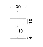 Kinkiet Chota 1xLED 10W w kolorze czarnym ze złotymi akcentami. Prosty, kwadratowy kształt o wymiarach 30 cm x 30 cm x 4 cm. Widok z góry i boku, ukazujący minimalistyczny design oraz zamontowany moduł LED.