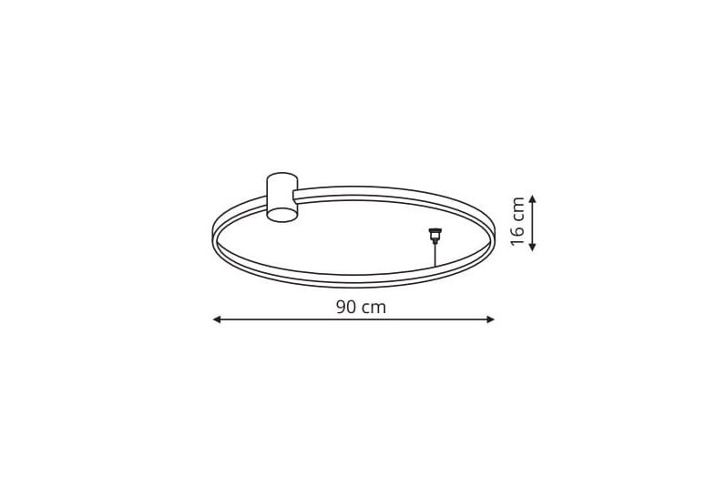 Czarna lampa sufitowa LED Ring D90 o średnicy 90 cm i wysokości 16 cm, z centralnym mocowaniem. Produkt ma nowoczesny, okrągły kształt, idealny do oświetlenia wnętrz.