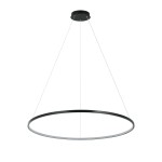 Lampa wisząca LED Ring D80 o średnicy 80 cm, w kolorze czarnym. Posiada okrągły kształt, zawieszona na cienkich linkach. Wyposażona w źródło światła o mocy 48W z możliwością zmiany temperatury barwowej.
