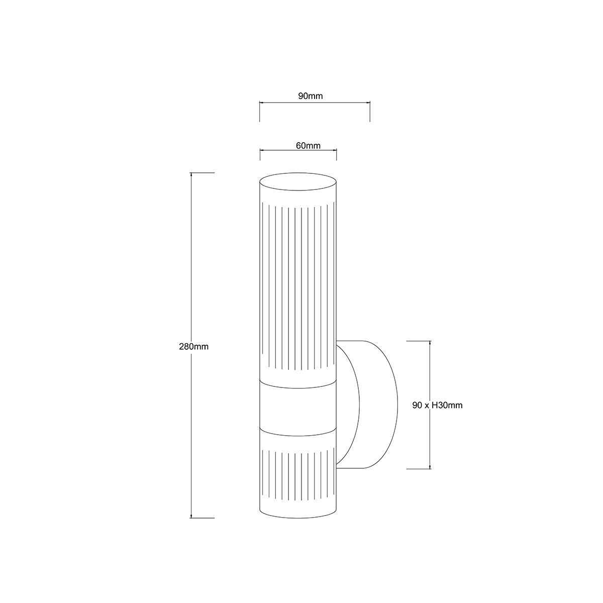 Kinkiet LED Ambiente 18W CCT w kolorze złotym, o cylindrycznym kształcie, z rowkowaną fakturą. Wymiary: 280 mm wysokości, 90 mm średnicy. Montowany na ścianie, z okrągłą podstawą. Idealny do nowoczesnych wnętrz.