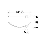 Kinkiet Cuzco 1xLED 14W w kolorze czarnym i złotym, o zaokrąglonym kształcie. Wymiary: długość 62,5 cm, wysokość 14,5 cm, grubość 5,5 cm. Elementy metalowe, minimalistyczny design, idealny do nowoczesnych wnętrz.