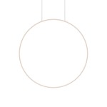 Lampa wisząca LED Mirror D90 o okrągłym kształcie, biała, zawieszona na cienkich linkach. Posiada moc 50W oraz klasę ochrony IP44, co czyni ją odpowiednią do użytku w wilgotnych pomieszczeniach.