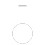 Lampa wisząca LED Mirror D90 o okrągłym kształcie, biała, z mocowaniem sufitowym. Posiada dwa cienkie przewody podtrzymujące. Oświetlenie o mocy 50W, stopień ochrony IP44, zmienna temperatura barwowa (CCT).
