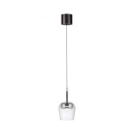 Lampa wisząca Q-kon z pilotem LED 9W CCT w kolorze srebrnym. Szklany klosz o okrągłym kształcie zawieszony na cienkim przewodzie. Górna część w kolorze ciemnego metalu. Idealna do nowoczesnych wnętrz.