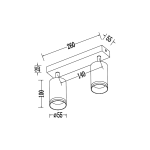 Lampa sufitowa Pipe Ring (spot) z dwoma oprawami na żarówki GU10, w kolorze białym. Kształt prostokątny z dwoma cylindrycznymi kloszami, wymiary: 260 mm długości, 100 mm wysokości, 55 mm średnicy kloszy. Montaż sufitowy.