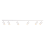 Lampa sufitowa Pipe Ring w kolorze białym, z sześcioma ruchomymi punktami świetlnymi typu GU10. Ułożona poziomo na prostej listwie, idealna do oświetlenia wnętrz, minimalistyczny design, matowe wykończenie.