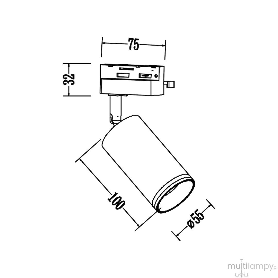 Reflektor Track Pipe Ring do szyny z oprawą na 1xGU10 w kolorze białym. Cylindryczny kształt o średnicy 55 mm i długości 100 mm, z zamocowaniem o wymiarach 75x32 mm. Przeznaczony do oświetlenia punktowego.