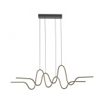 Lampa wisząca LED Altitude 59W o ciepłej barwie 3000K, czarna, z falującym kształtem. Posiada metalowy stelaż z trzema zawieszeniami, emitującym równomierne światło. Idealna do nowoczesnych wnętrz.