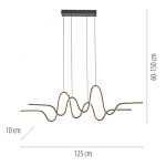 Lampa wisząca LED Altitude 59W 3000K w kolorze czarnym, o falistym kształcie. Wymiary: długość 125 cm, wysokość regulowana 60-150 cm, szerokość 10 cm. Zawieszona na trzech linkach, montowana do sufitu.