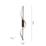 Lampa sufitowa Q-swing z pilotem LED 24W w kolorze antracytowym i miedzianym. Posiada nowoczesny, falisty design. Wymiary: 121 cm wysokości, 21 cm szerokości, 18 cm głębokości. Ułożona w pionie, z widocznym źródłem światła LED.