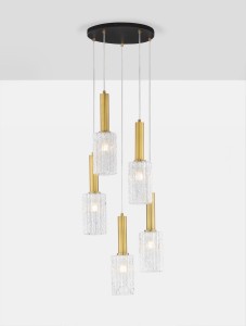 Oroya  lampa wisząca 5xE27 czarna złota LE44337